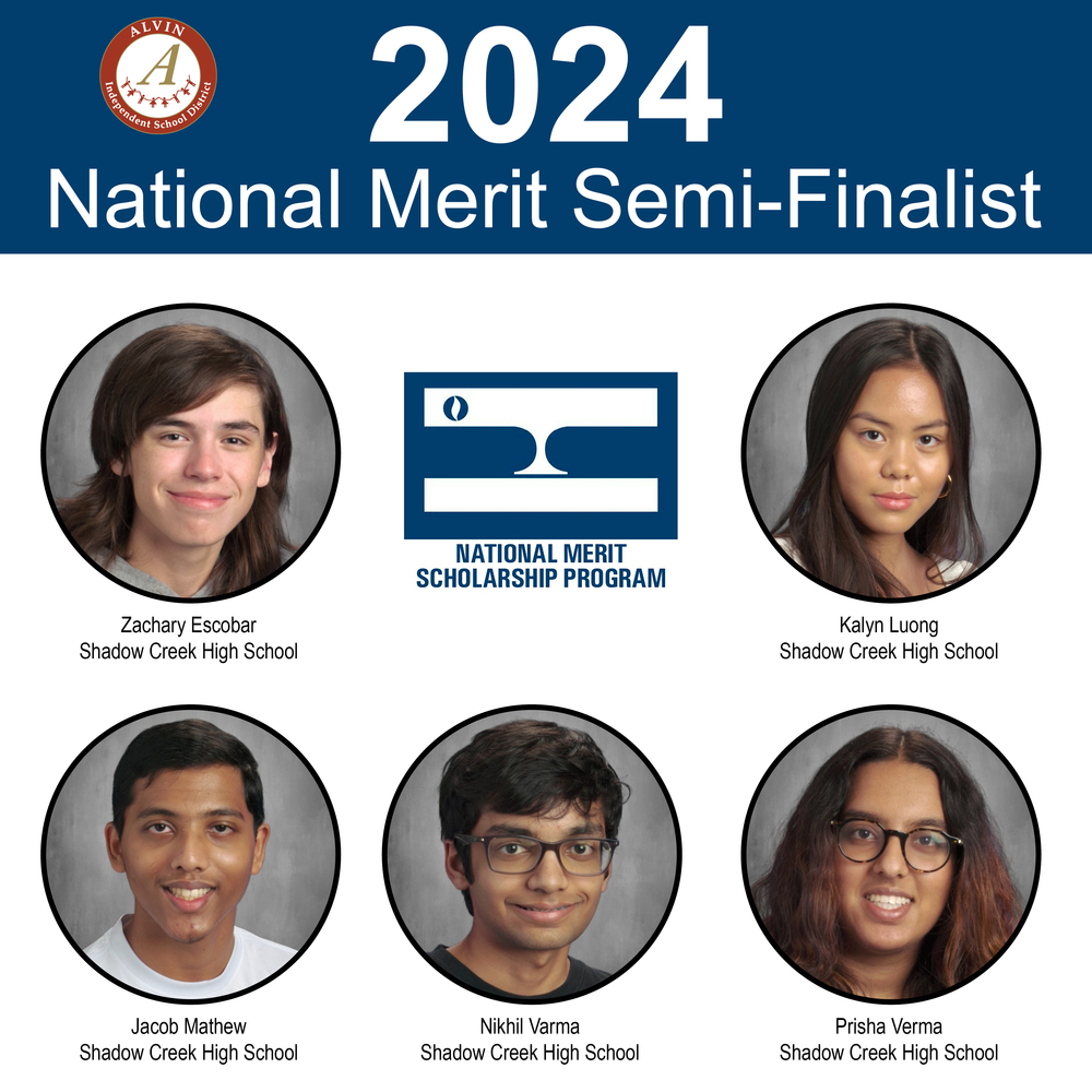 Five Alvin ISD Students named 2024 National Merit Scholarship